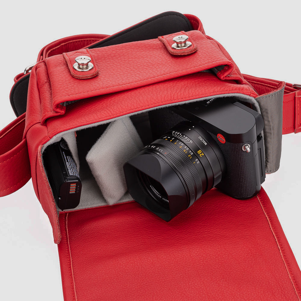 Bolso para cámara de cuero Oberwerth ‘Phil’ - Rojo fuego