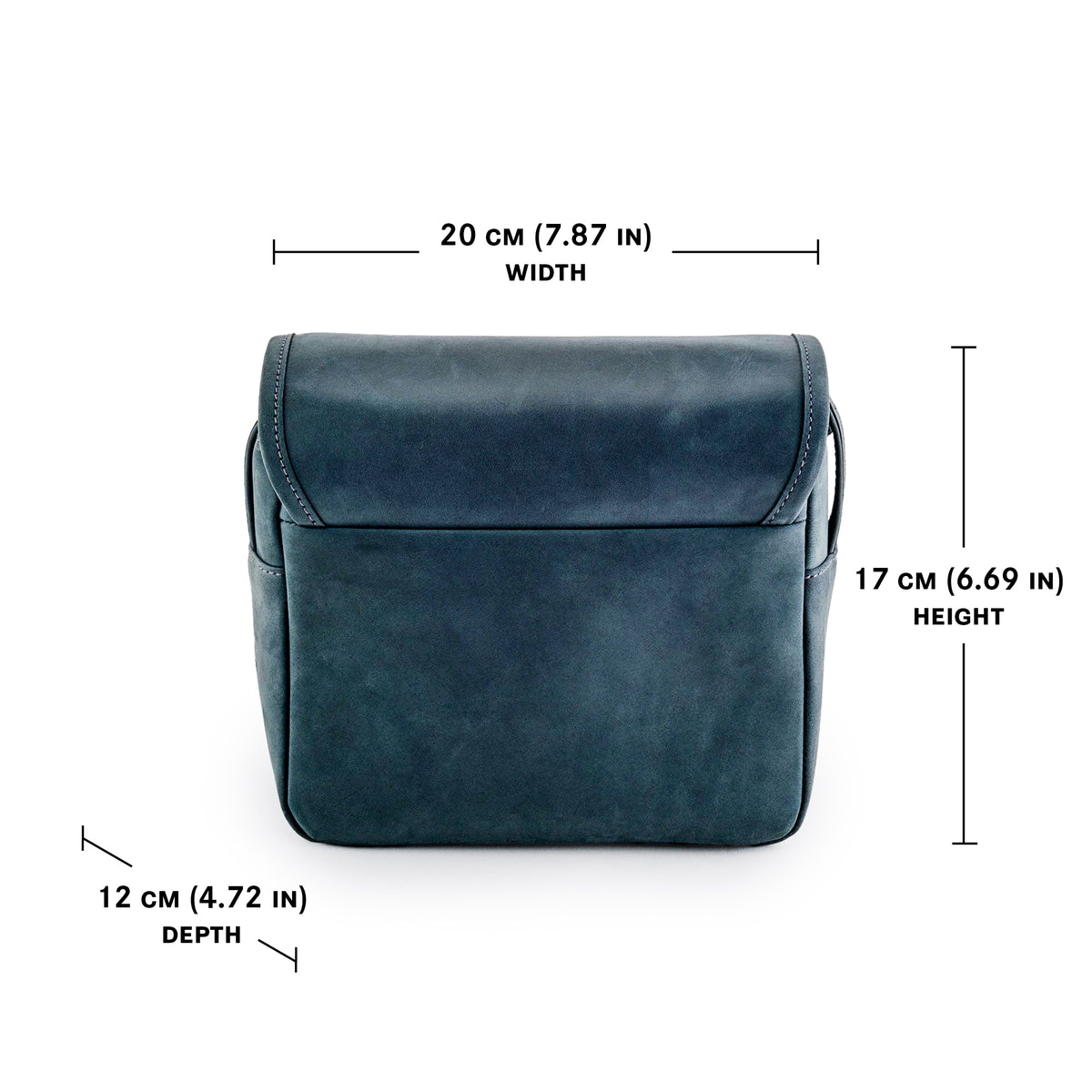 Oberwerth The Q Bolso para fotos de cuero - Azul medianoche con forro gris
