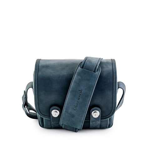 Oberwerth The Q Leather Photo Bag - Midnight Blue with Gray Lining