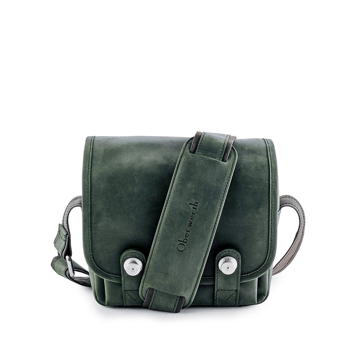 Oberwerth The Q, bolsa fotográfica de cuero, verde pino con forro rojo