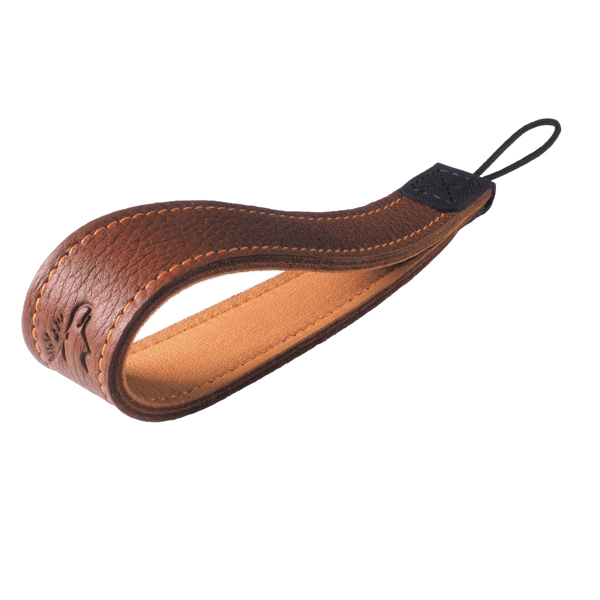 Correa de muñeca de piel de alce EDDYCAM (Sling 1), color coñac/natural con pespuntes naturales