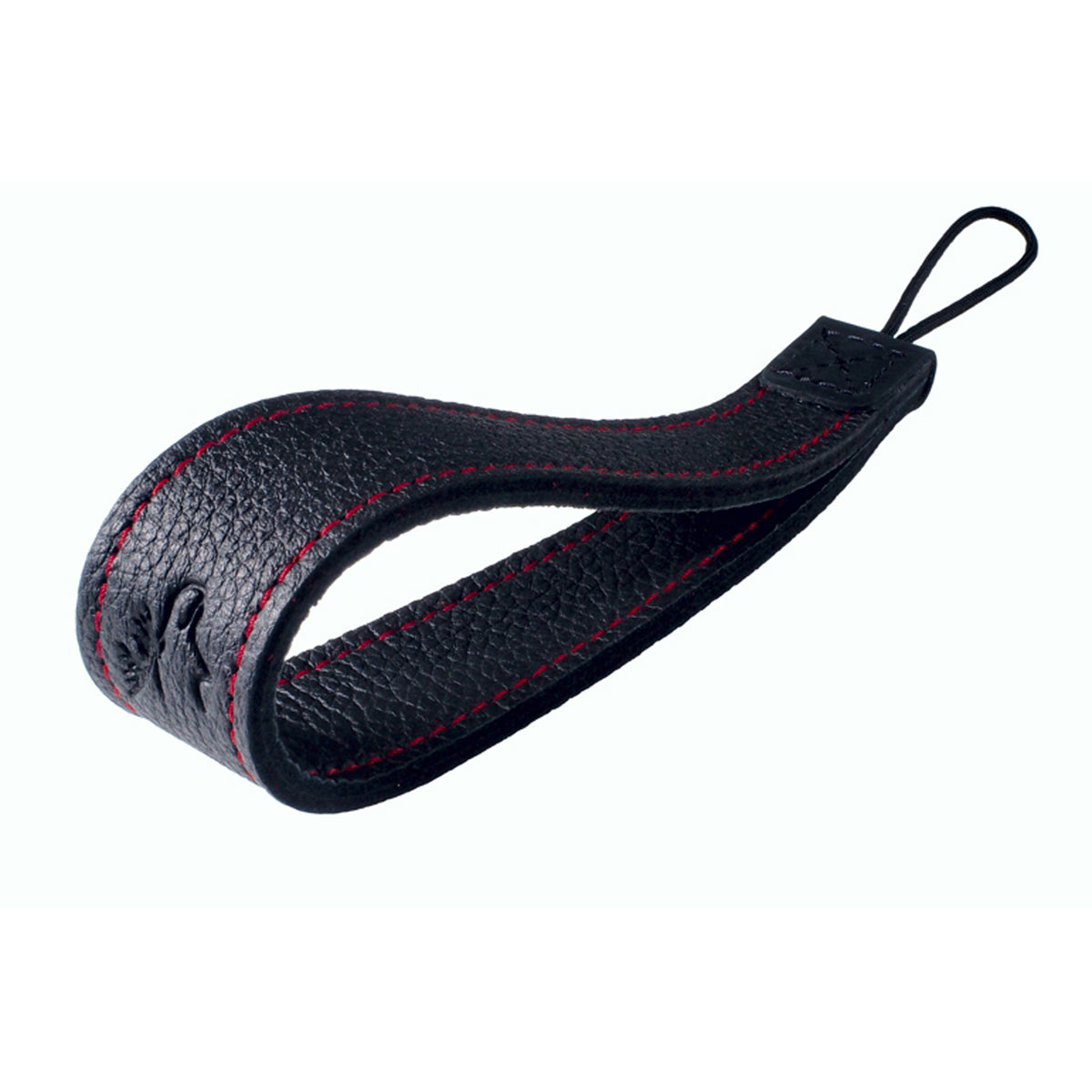 Correa de muñeca de cuero de alce EDDYCAM (Sling 1), negra/negra con costuras rojas