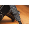 EDDYCAM Elk Leather Neck Strap, 35mm Wide, Black/Black with Black Stitching