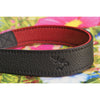 EDDYCAM Elk Leather Neck Strap, 35mm Wide, Black/Red with Black Stitching
