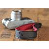 EDDYCAM Elk Leather Neck Strap, 35mm Wide, Black/Red with Black Stitching