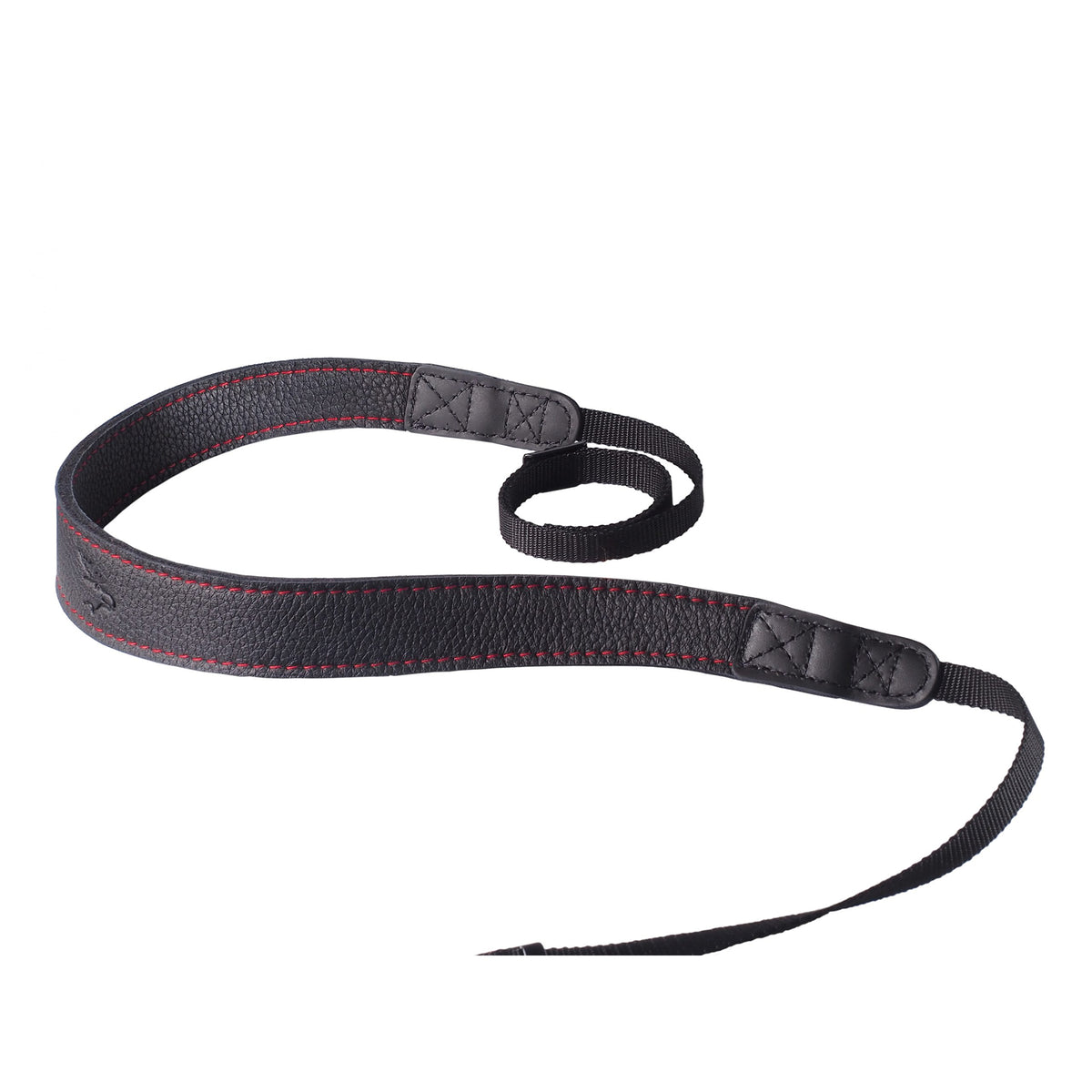 Correa para cuello de cuero de alce EDDYCAM, 35 mm de ancho, negra/negra con costuras rojas