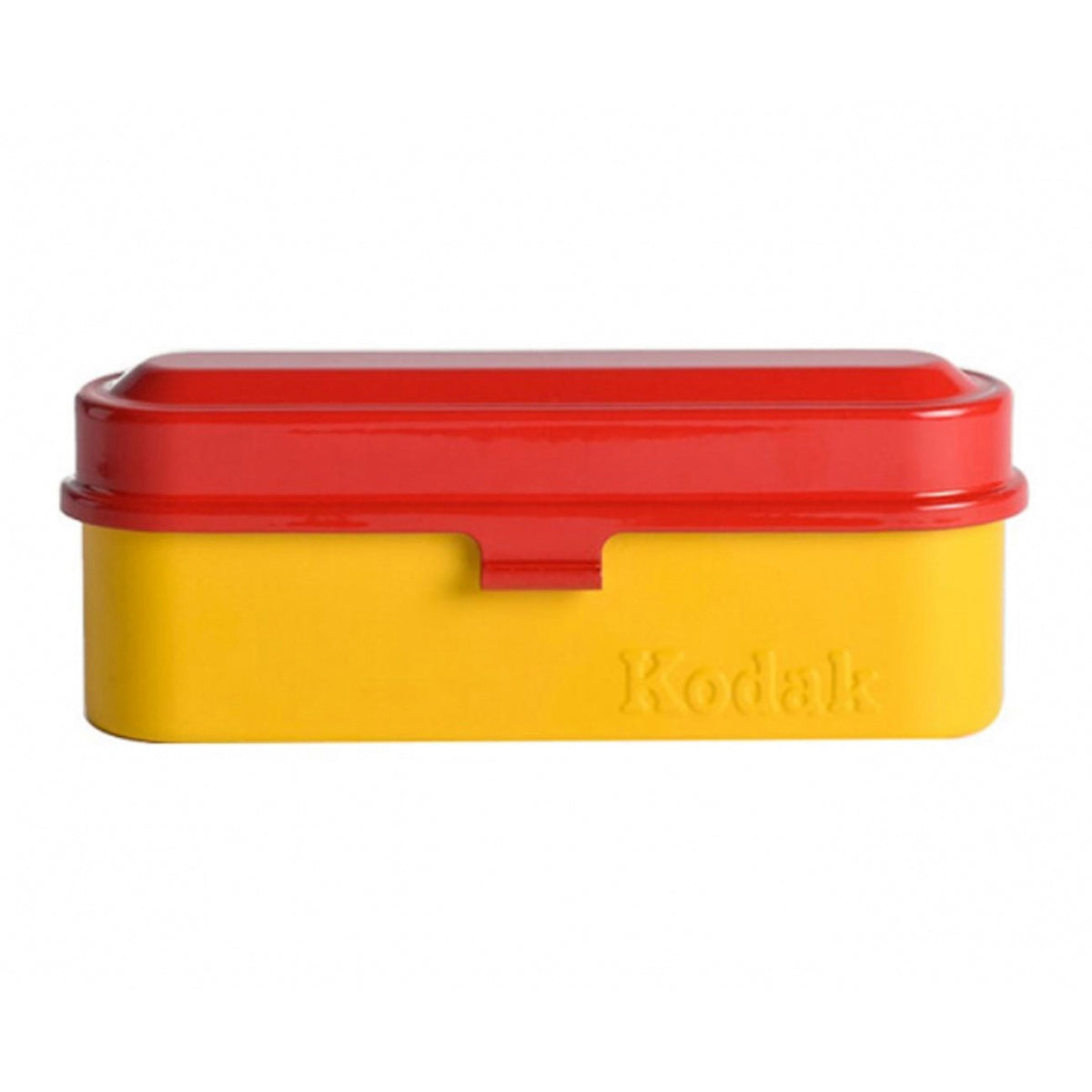Estuche de acero Kodak para película de 135 mm (tapa roja/ cuerpo amarillo)