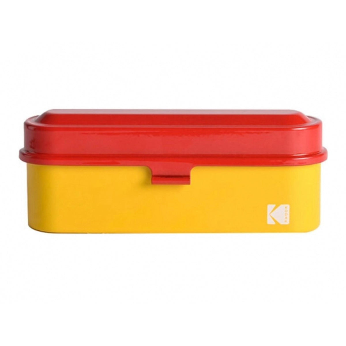 Estuche de acero Kodak para película de 135 mm (tapa roja/ cuerpo amarillo)
