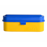Estuche de acero Kodak para película de 135 mm (tapa azul/ cuerpo amarillo)