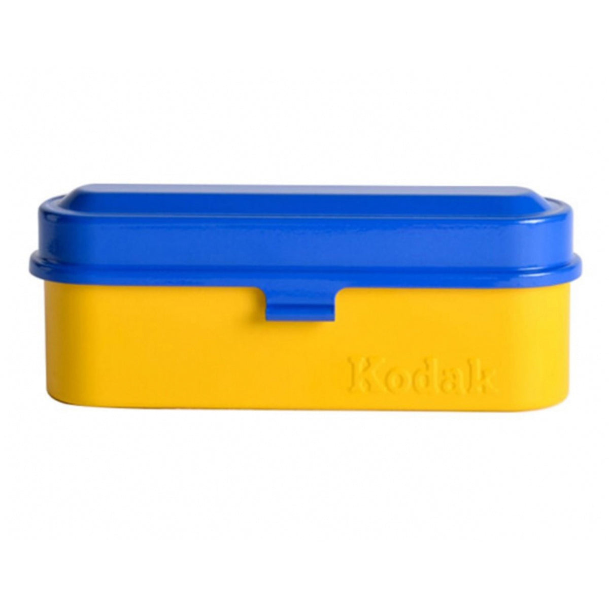 Estuche de acero Kodak para película de 135 mm (tapa azul/ cuerpo amarillo)