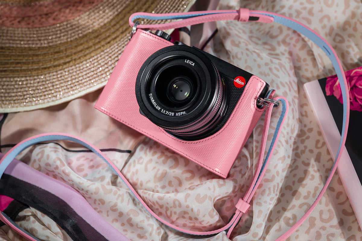 Protector de cuero rosa para Leica Q2