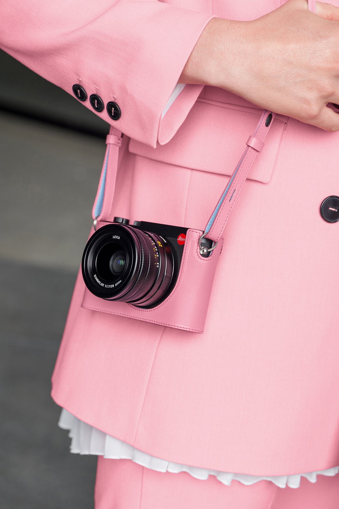 Protector de cuero rosa para Leica Q2