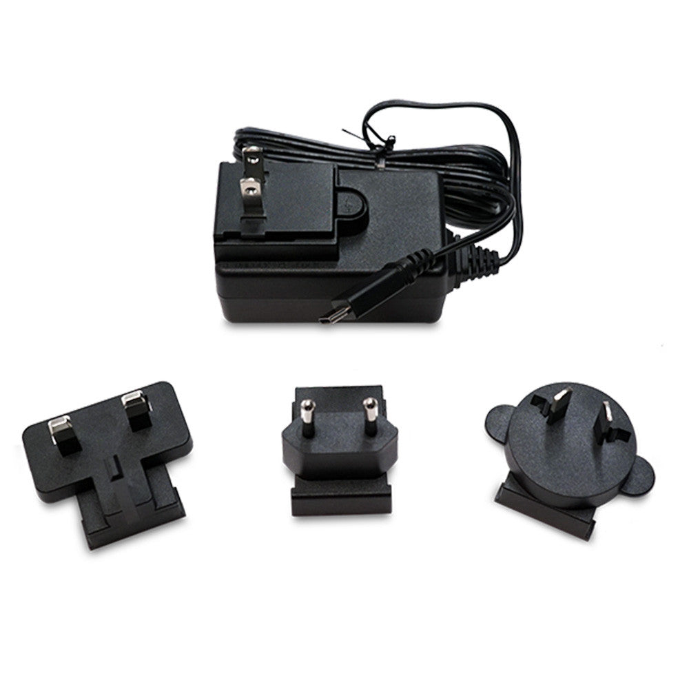 Fuente de alimentación de CA Sound Devices con conector USB-C y adaptadores de corriente para grabadoras MixPre.