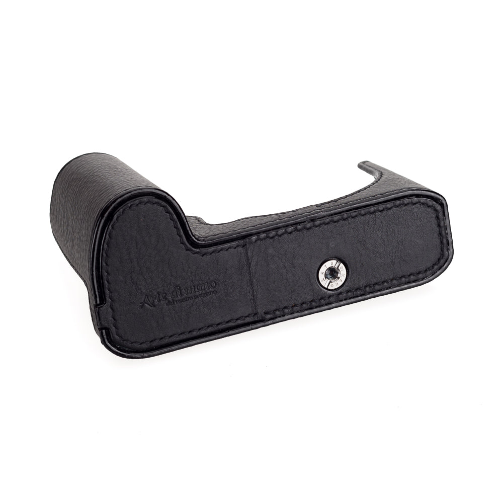 Media funda Arte di Mano para Leica SL2 con puerta de acceso a la batería, estilo abierto - Negro con costuras negras