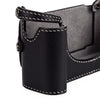 Arte di Mano M10 Half Case for Handgrip with Back Flap - Minerva Black with White Stitching, Gray Suede Interior