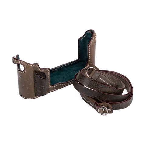 Used Arte di Mano Aventino Half Case for Leica CL with Comodo Neck Strap - Rally Grigio