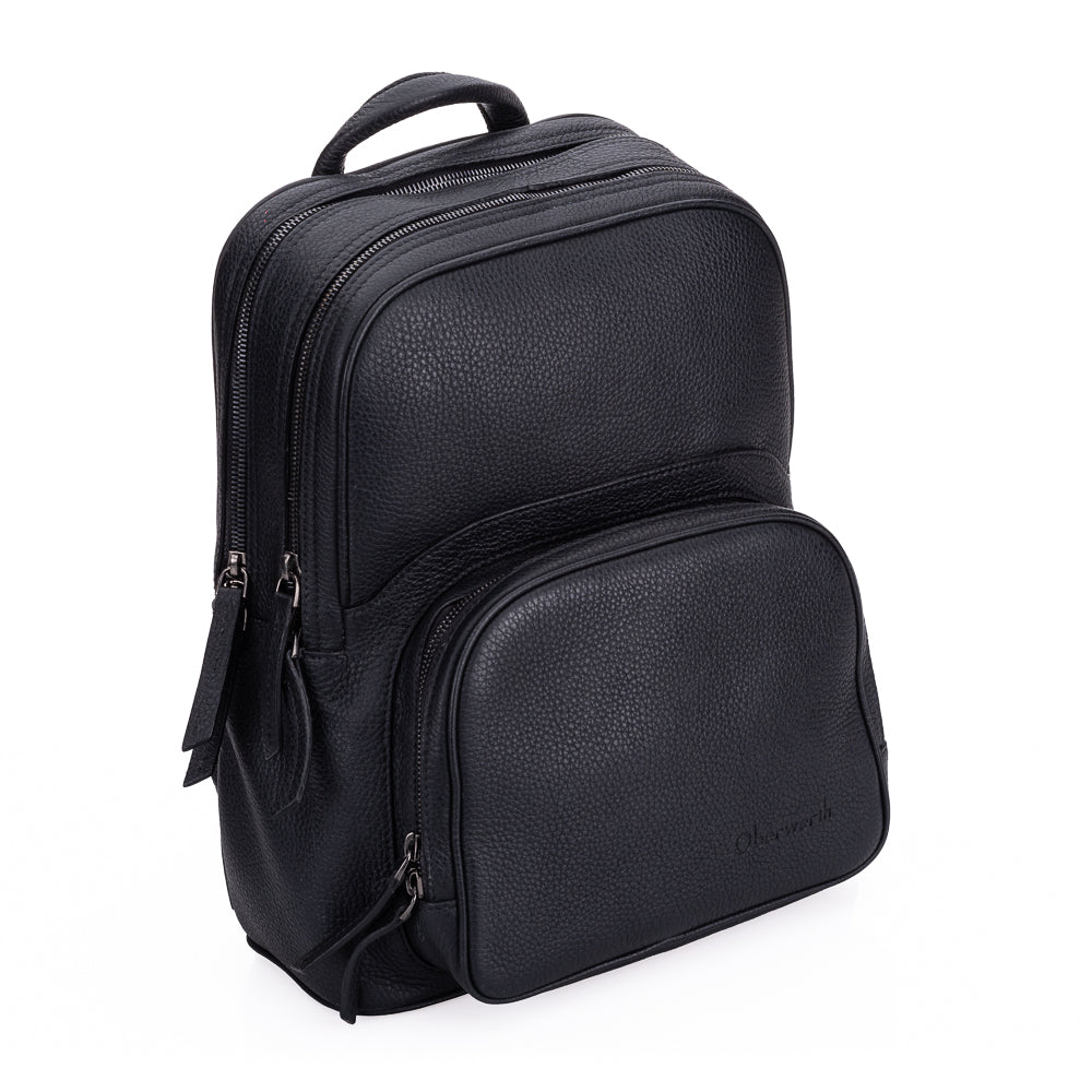 Mochila para cámara Oberwerth Q Backpack (tablet de 13") - Cuero - Negra con forro rojo