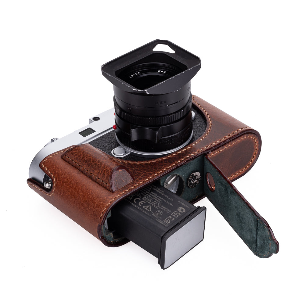 Funda tipo media Arte di Mano Aventino con tapa de batería avanzada para Leica M11 - Rally Volpe