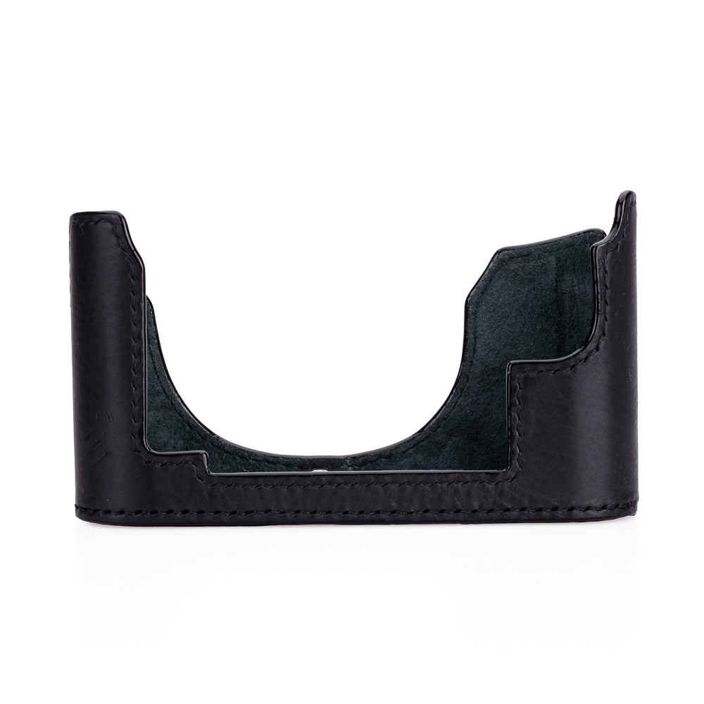 Arte di Mano Half Case for Leica M11 with Advanced Battery Access Door - Minerva Black with Black Stitching