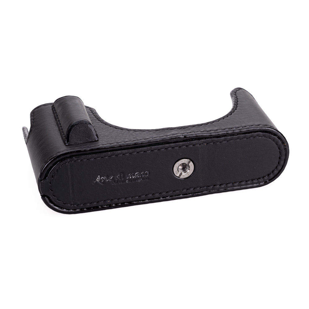 Arte di Mano Aventino Half Case with Advanced Battery Door for Leica M11 - Minerva Black with Black Stitching