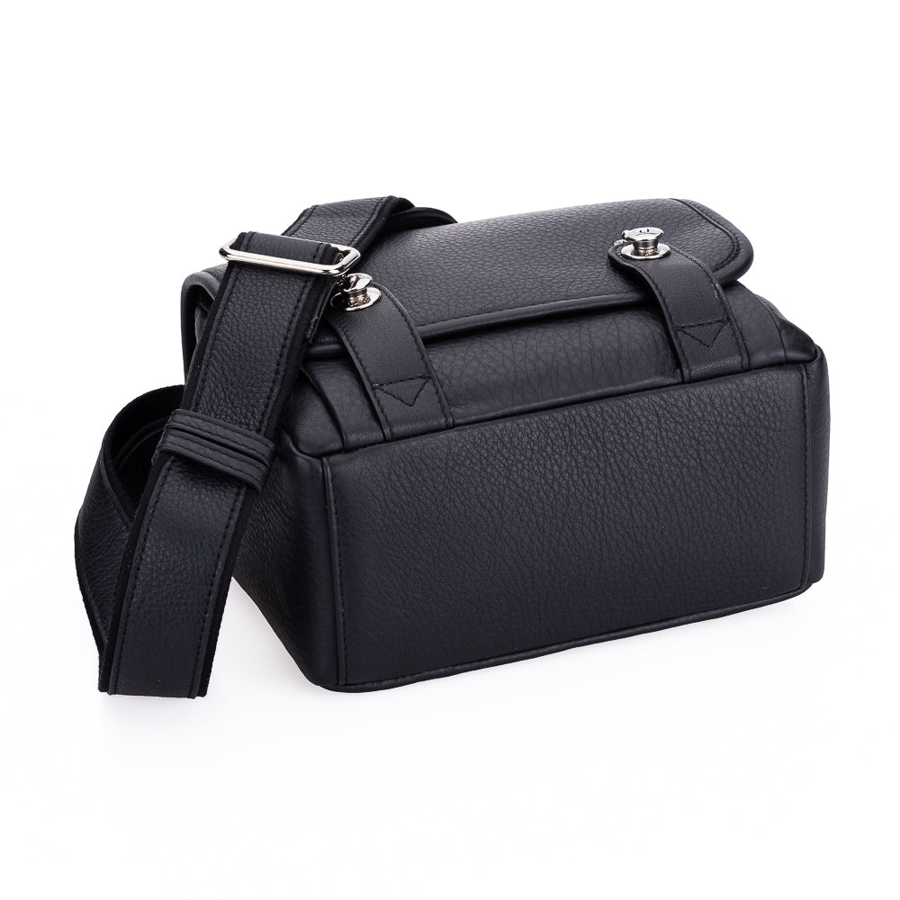Bolso para cámara de piel Oberwerth M11, negro con costuras negras
