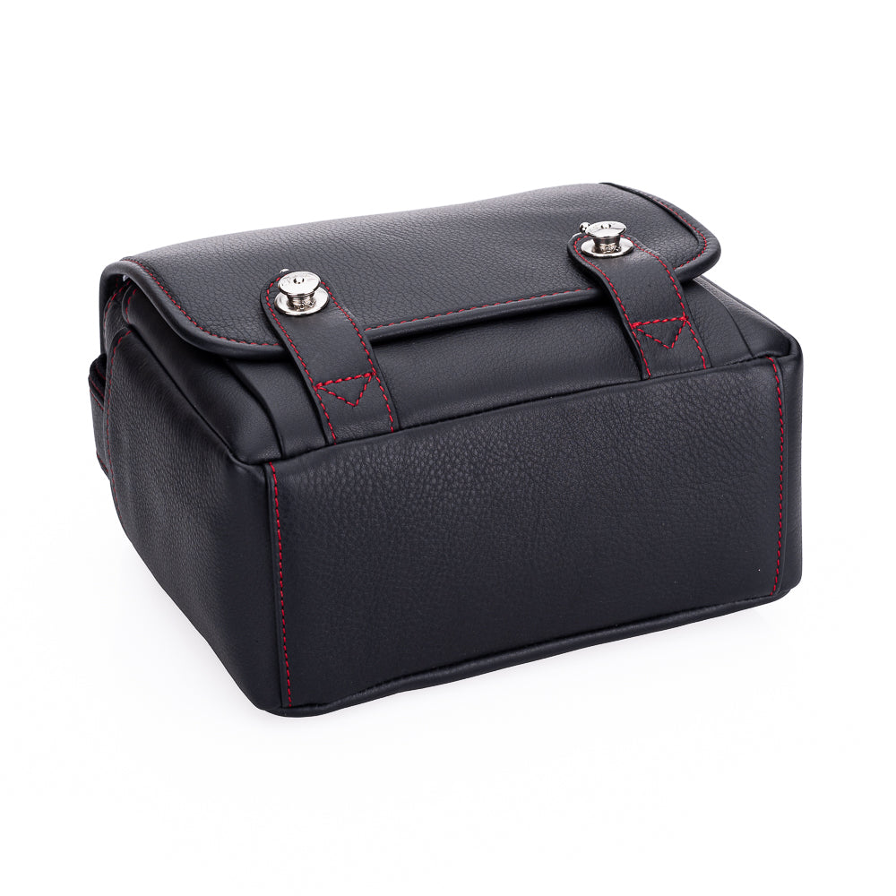 Bolso para cámara de cuero Oberwerth M11, negro con costuras rojas