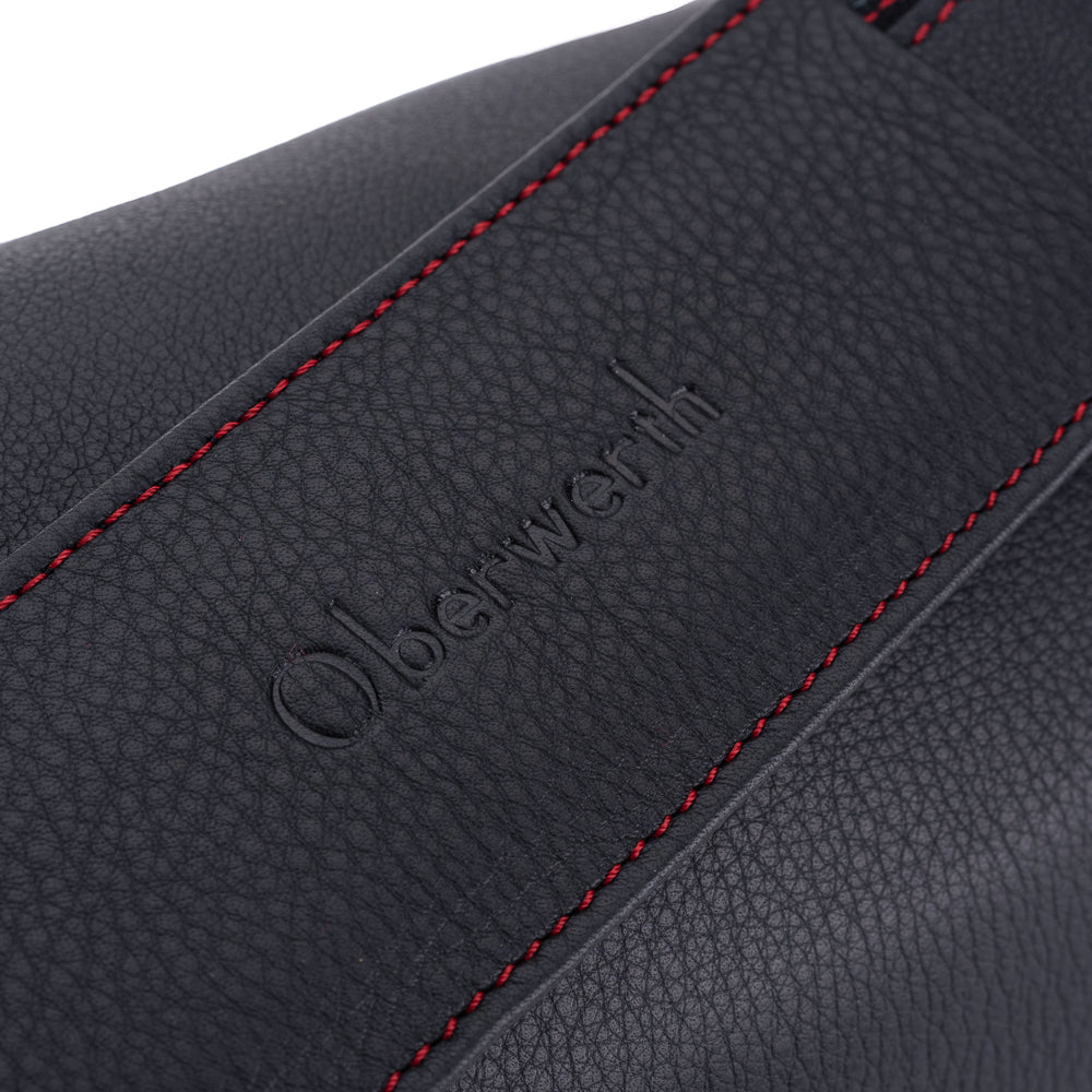 Bolso para cámara de cuero Oberwerth M11, negro con costuras rojas