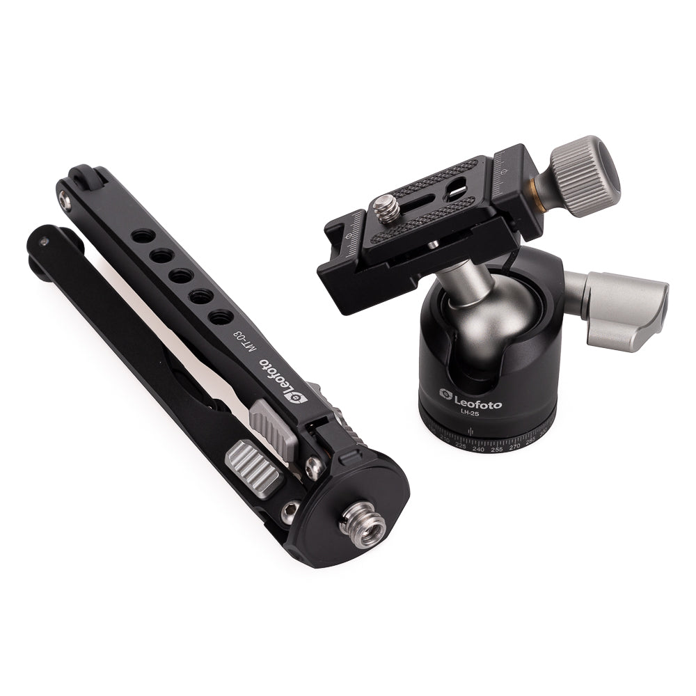 Kit de trípode de mesa Leofoto MT-03+LH-25, negro