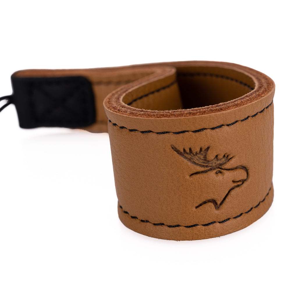Correa de muñeca de piel de alce EDDYCAM (Sling 1), natural/natural con costuras negras