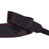 EDDYCAM Elk Leather Neck Strap, 35mm Wide, Black/Black with Red Stitching