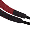 EDDYCAM Elk Leather Neck Strap, 35mm Wide, Black/Red with Red Stitching
