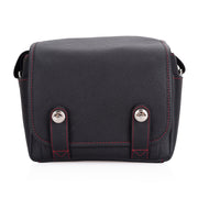 Bolso para cámara Oberwerth Louis M11 Visoflex de cuero, negro con costuras rojas