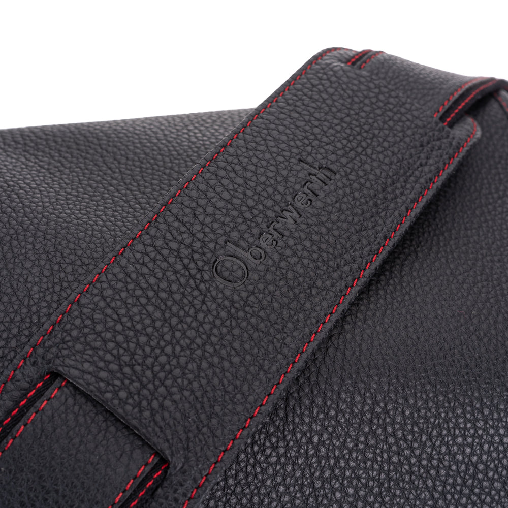 Bolso para cámara Oberwerth Louis M11 Visoflex de cuero, negro con costuras rojas