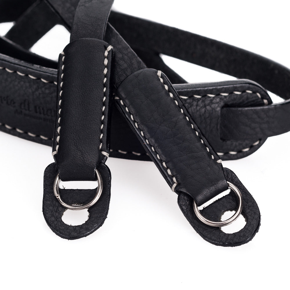Correa para el cuello Arte di Mano Classic, XL, 120 cm - Negro Minerva con costuras blancas