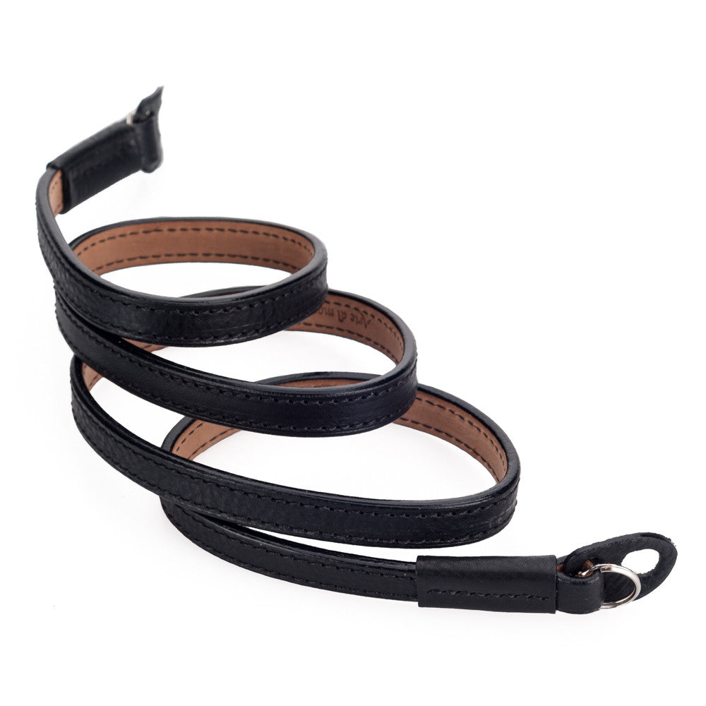 Correa para cuello cómoda Arte di Mano, reforzada, 95 cm - Minerva negra con costuras negras