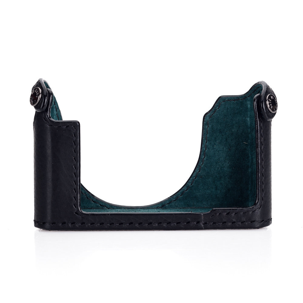 Funda media Arte di Mano para Leica D-Lux 7 y Typ 109 - Minerva Black con costuras negras
