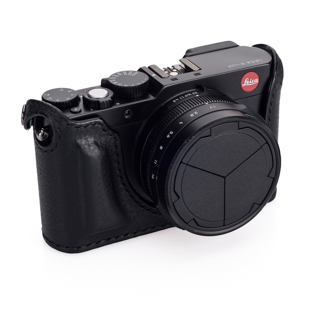 Funda media Arte di Mano para Leica D-Lux 7 y Typ 109 - Minerva Black con costuras negras