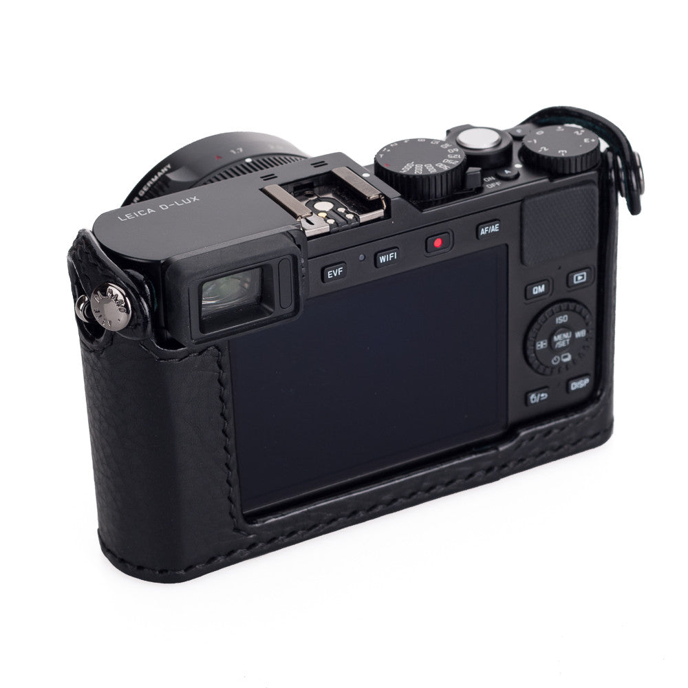 Funda media Arte di Mano para Leica D-Lux 7 y Typ 109 - Minerva Black con costuras negras