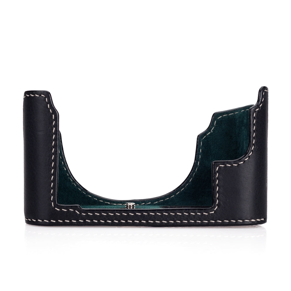Arte di Mano Half Case for Leica M10 with Battery Access Door - Minerva Black with White Stitching