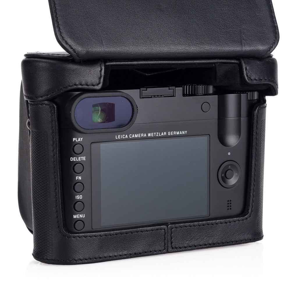 Funda de cuero Ever Ready para Leica Q, negra
