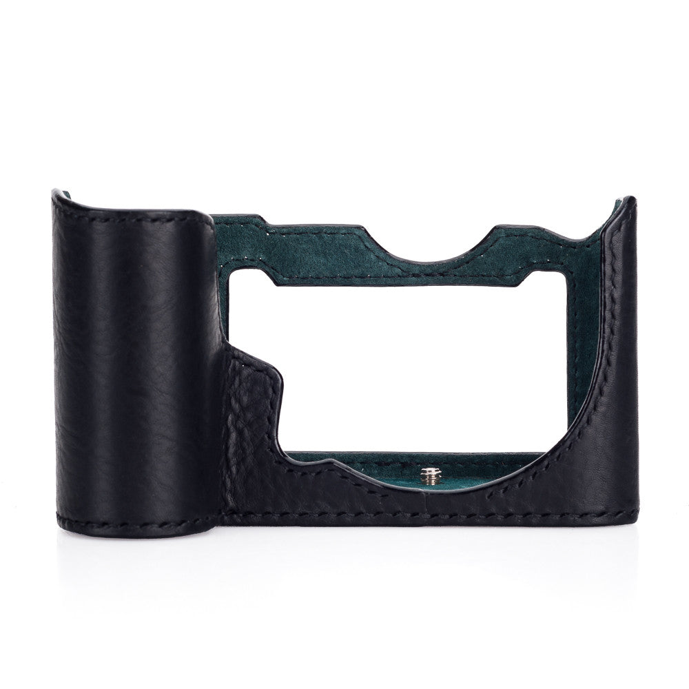 Funda media Arte di Mano para Leica SL (Typ 601) - Minerva Black con costuras negras