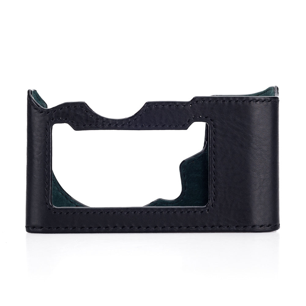 Funda media Arte di Mano para Leica SL (Typ 601) - Minerva Black con costuras negras