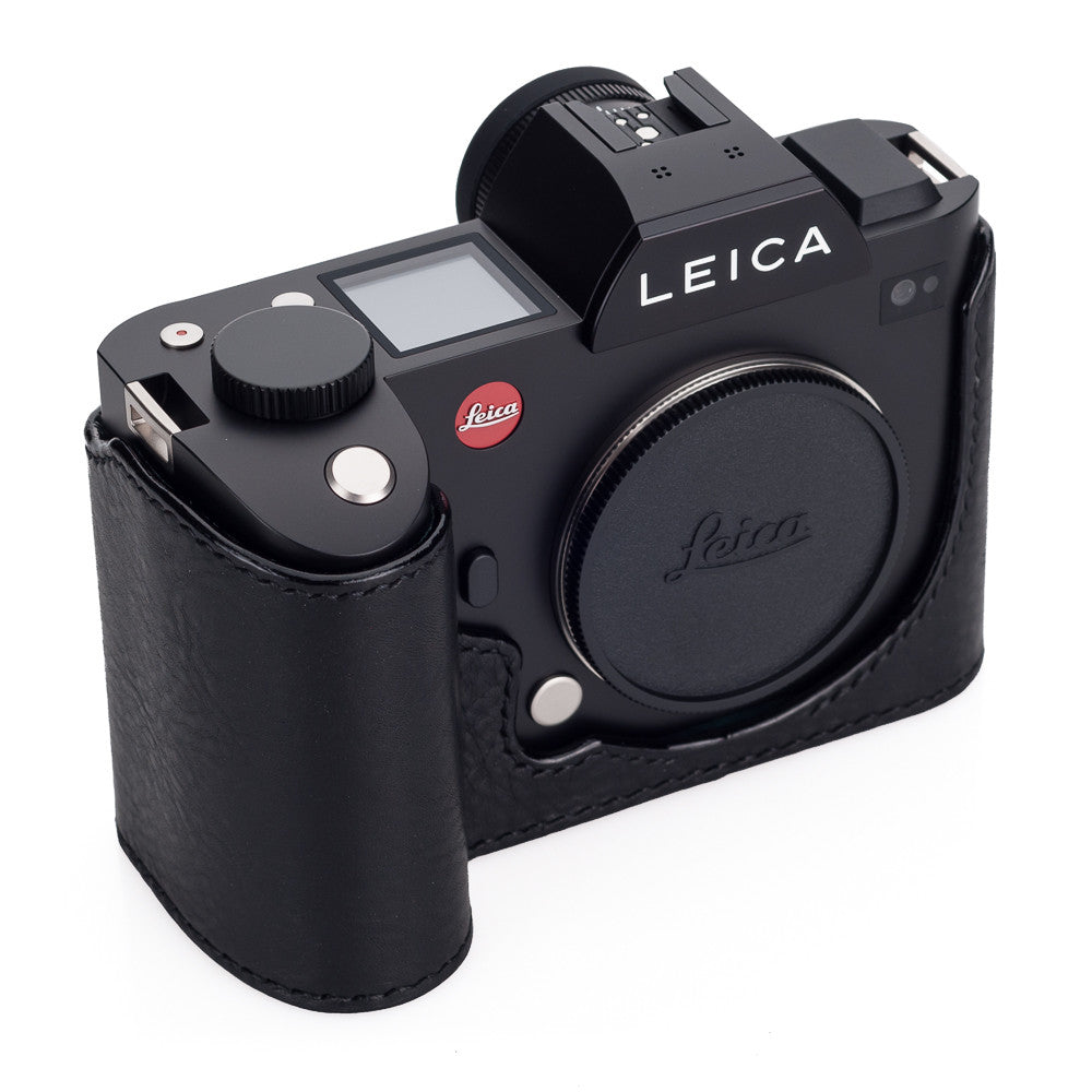 Funda media Arte di Mano para Leica SL (Typ 601) - Minerva Black con costuras negras