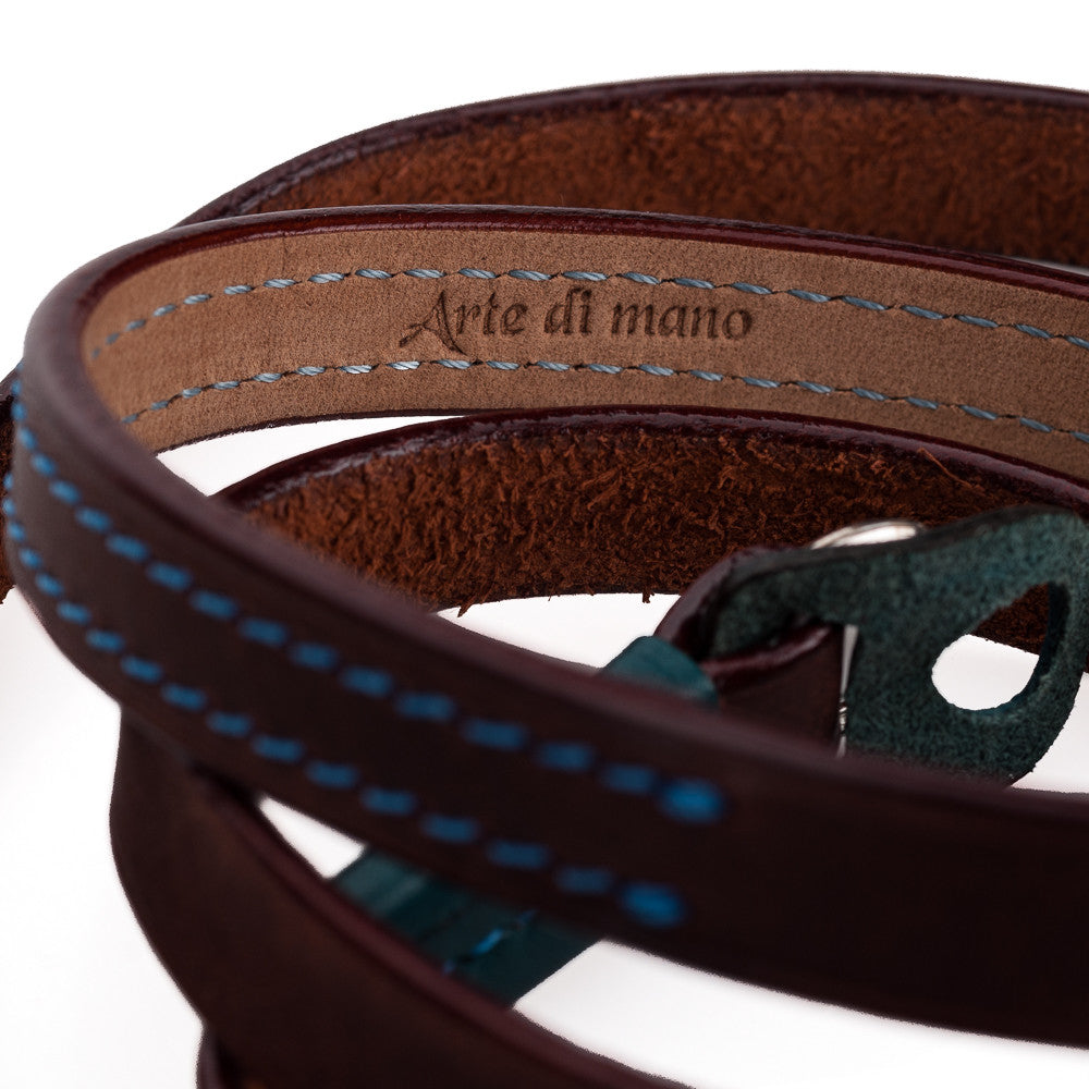 Correa para cuello Arte di Mano Comodo, 95 cm - Rally Volpe con detalles en Minerva Blue