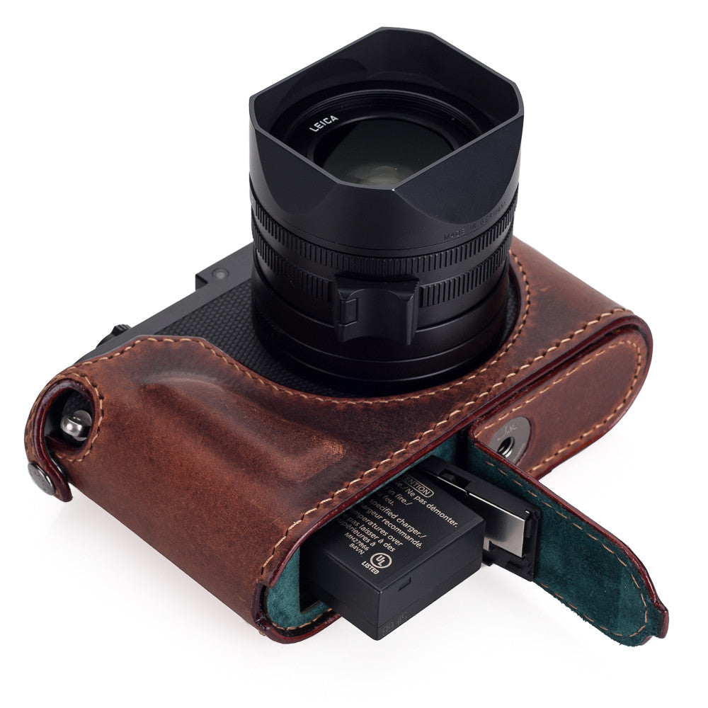 Funda de medio cuerpo Arte di Mano para Leica Q (Typ 116) con acceso a la batería - Rally Volpe