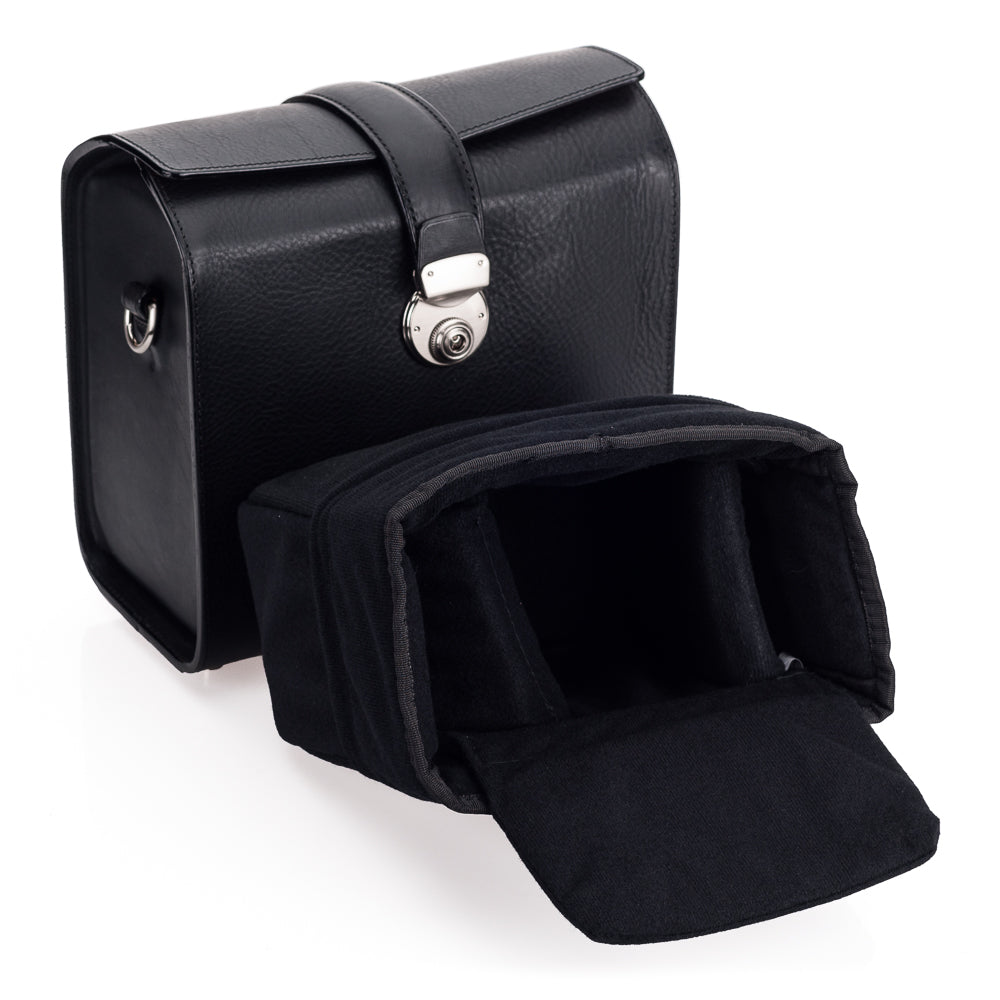 Bolso para cámara Arte di Mano Heritage - Minerva negro con pespuntes negros