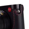 Arte di Mano Leica Q2 Half Case with Battery & SD Card Access Door - Minerva Black with Red Stitching