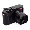 Arte di Mano Leica Q2 Half Case with Battery & SD Card Access Door - Minerva Black with Red Stitching
