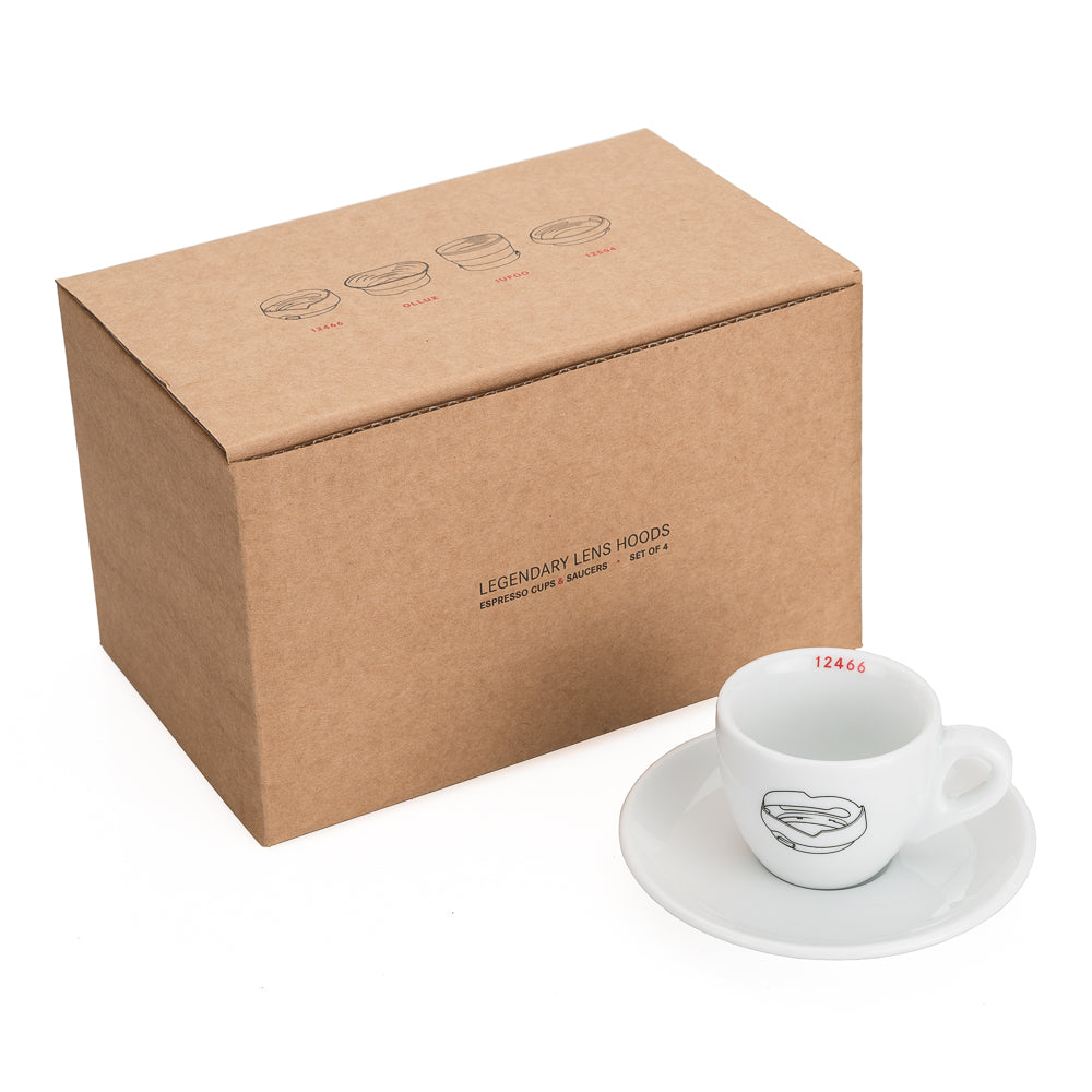 Legendarios parasoles de objetivo - Juego de 4 tazas italianas de porcelana para espresso