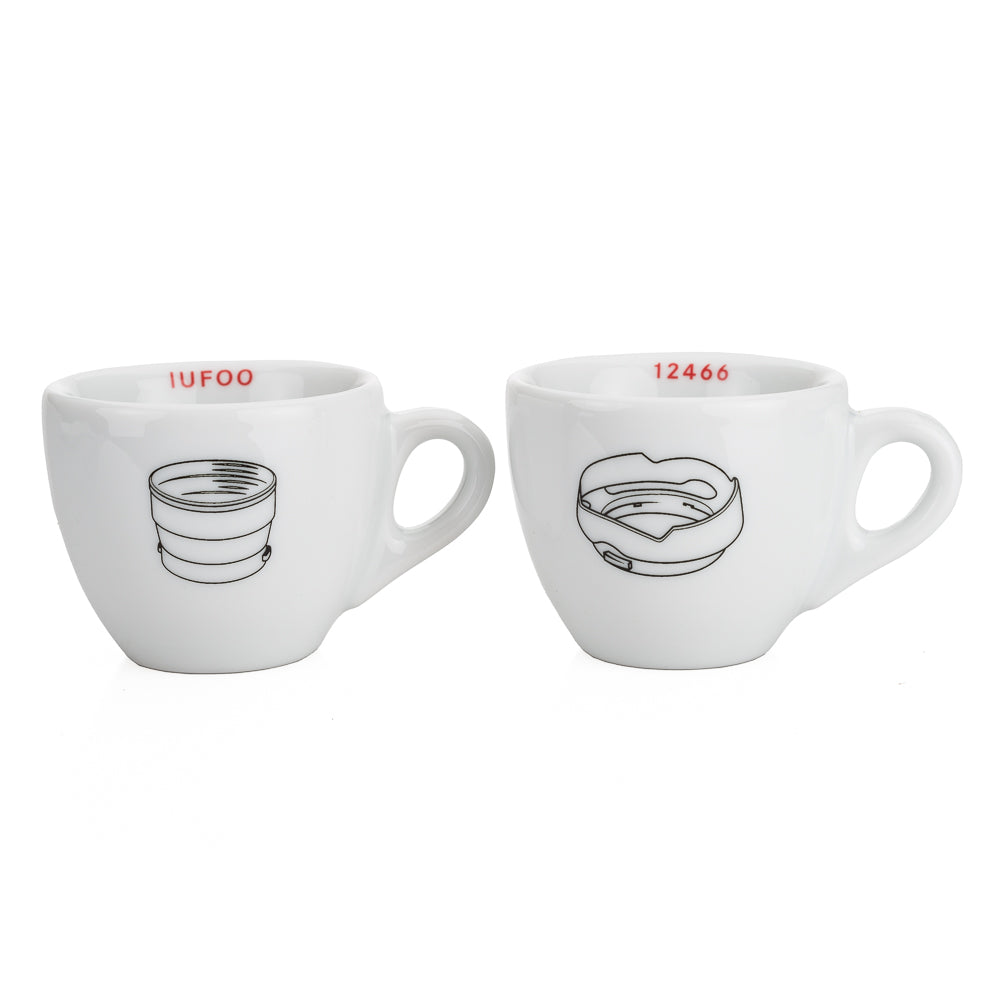 Legendarios parasoles de objetivo - Juego de 4 tazas italianas de porcelana para espresso